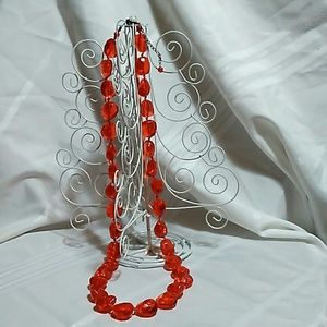 Ruby Red fauceted nugget bead necklace